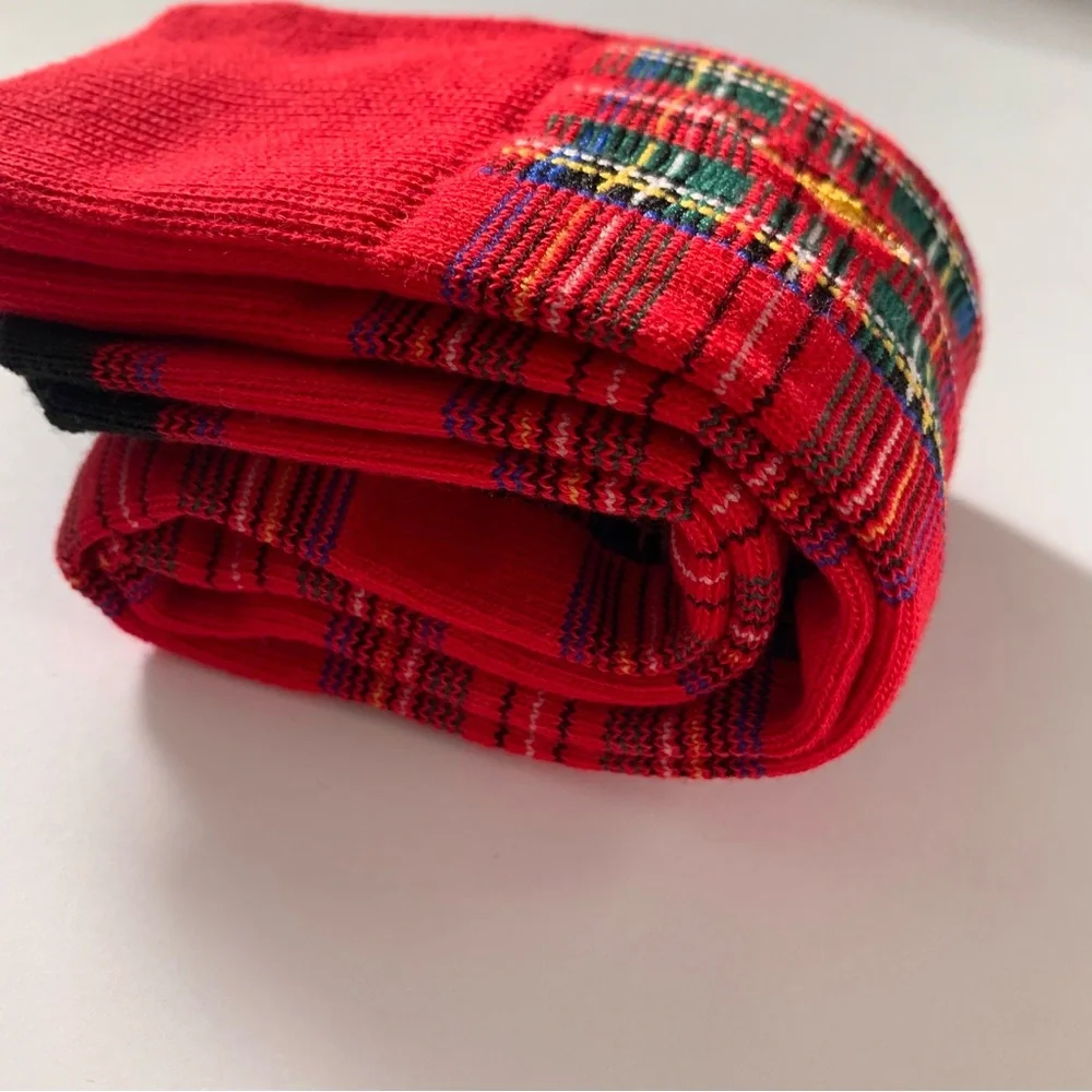 New Ralph Lauren Red plaid long socks
